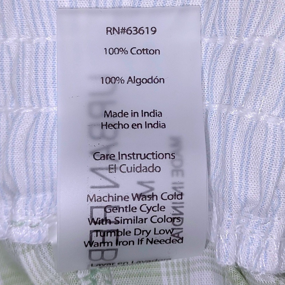 2 Cotton Sleep Shorts Women (M) Pajama Boxer Pockets Green Gingham & Blue Stripe - Picture 7 of 7